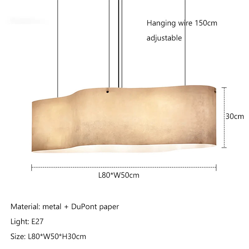 Nordic Wabi-Sabi Dupont Paper Pendant Light - Durable Fabric Ceiling Chandelier Lamp Fixture for Living Room, Dining Area, Hotel & Villa Hall Decor