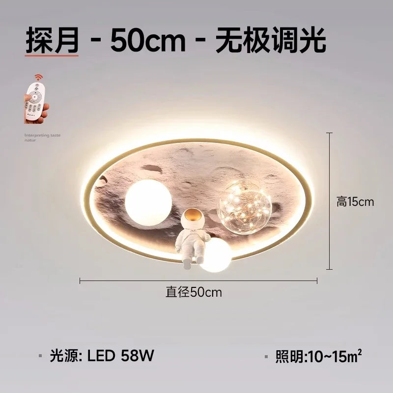 Modern Nordic Lunar Surface Astronauts-Shaped LED Ceiling Lights Art Lamps for Salonchildren Bedroom Home Decoration Chandeliers