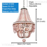 Vintage Black Pendant Chandelier Wood Beaded Antique Lighting Foyer Dining Nordic Chandelier Bedroom Pendant Kitchen Lamps