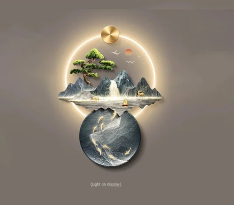 Light Luxury Corridor Home Decoration with Light Chinese Style Landscape Decorations Hanging Living Room Background Wall Decor