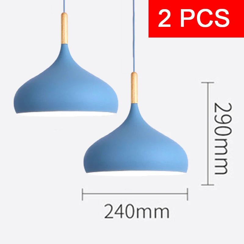 Multi Color Luster Pendant Lights Dia 16/17/24cm Restaurant Wood Hanging lighting Light Fixtures Modern E27 LED Loft Hang lamp