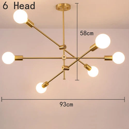 Nordic Iron Gold Pendant Lamp - Geometric LED Light for Dining Room