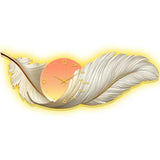 LED Wall Clock Light Luxury Large Art Clocks Living Room Decors Painting Wall Watch Feather Silent Clock Renog Home Decoration