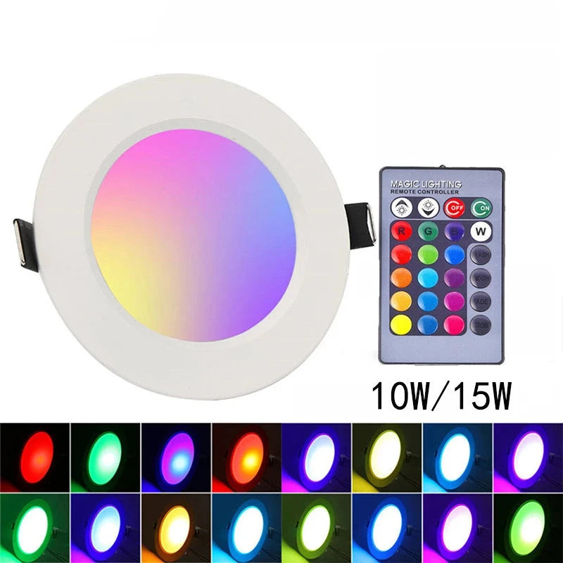 RGBW LED Recessed Ceiling Downlight (10W 15W) - Dimmable Color-Changing & Tunable White (RGB + Warm/Cool White) Spotlight Panel Lamp
