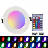 RGBW LED Recessed Ceiling Downlight (10W 15W) - Dimmable Color-Changing & Tunable White (RGB + Warm/Cool White) Spotlight Panel Lamp