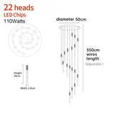 Luxury K9 Crystal LED Pendant Light - Customizable Duplex Staircase Hanging Chandelier Lamp for Living Room, Bedroom, Hotel & Shop