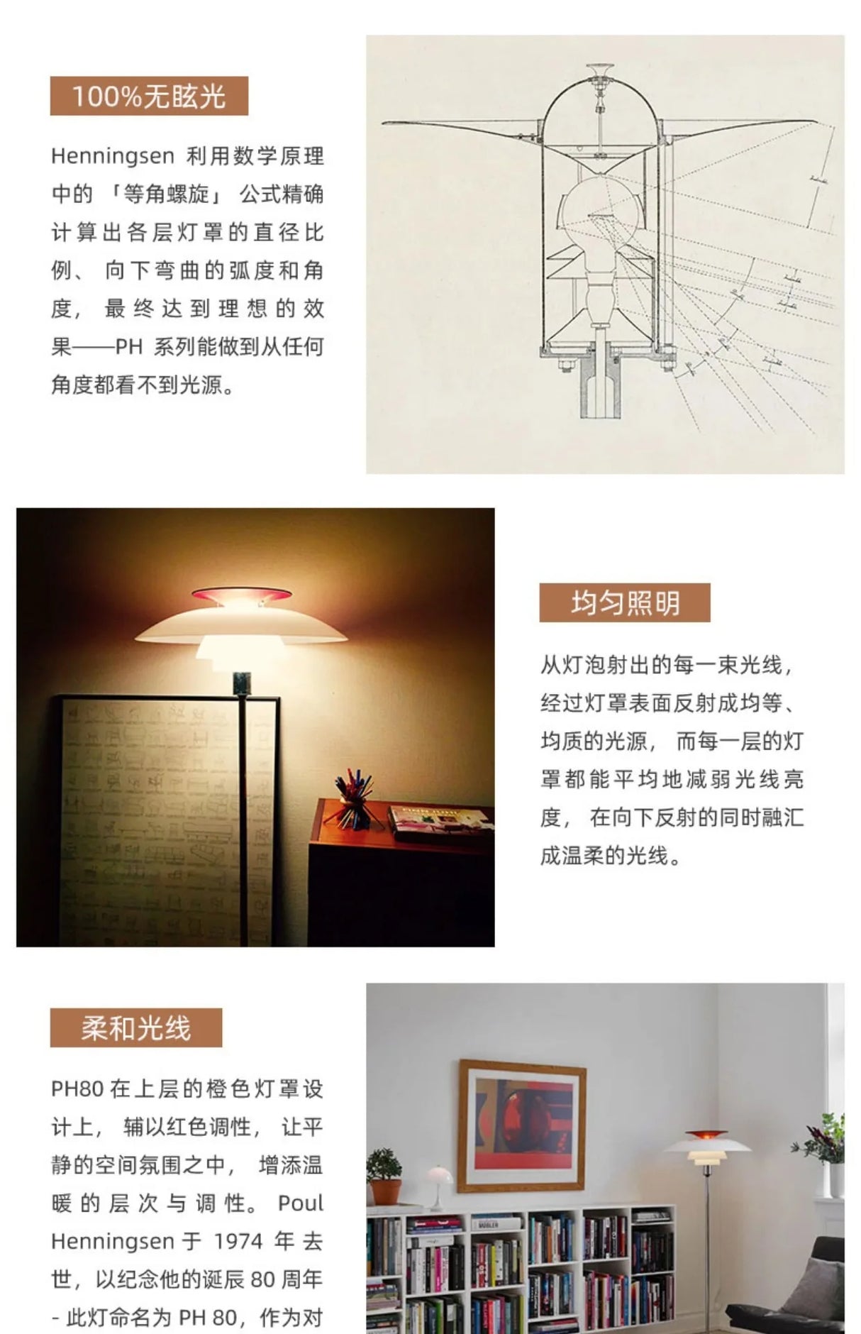 Denmark Louis Poulsen PH80 Floor Lamp Designer Model Room Personalized Creative Bedroom Living Room Lighting