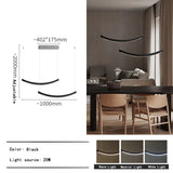 2026 Wood Arch Modern Long Pendant Light - Minimalist LED Dining Table Chandelier