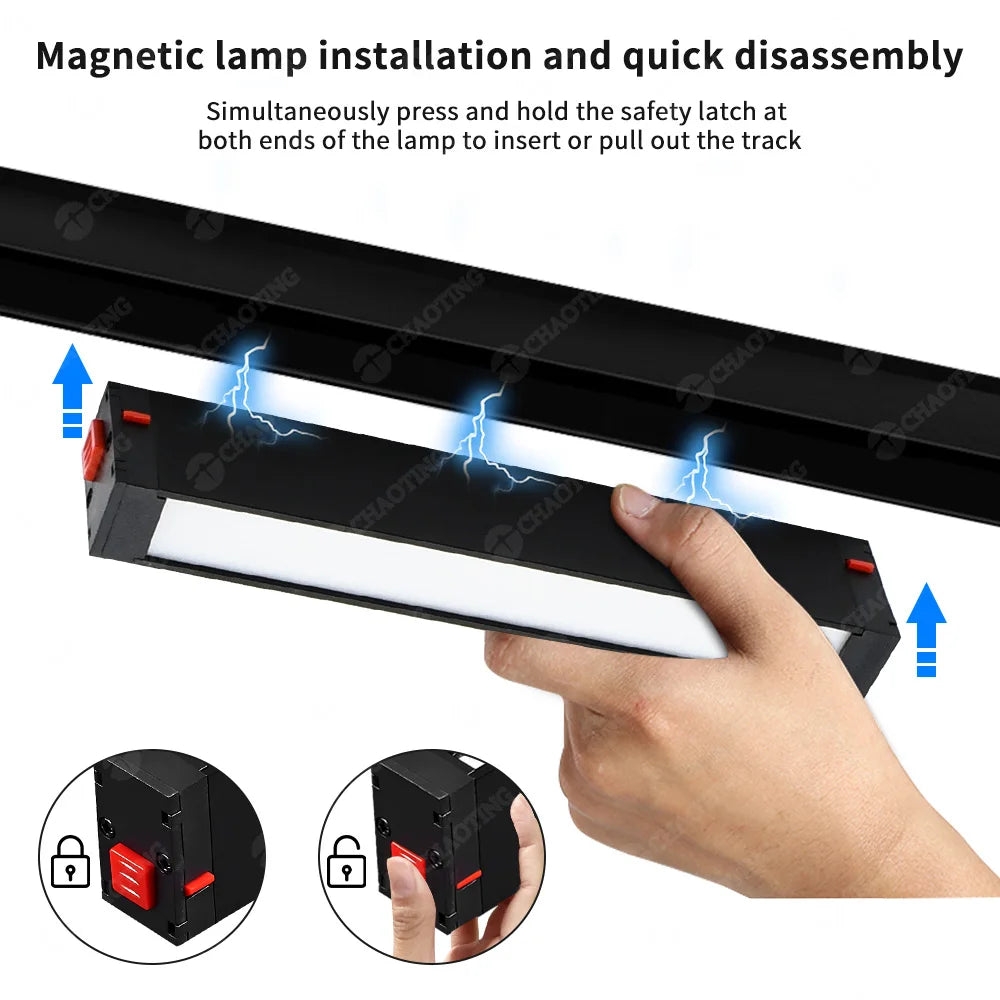 Magnetic Track LED Linear Floodlight (9W COB) - Commercial Rail Ceiling Lamp Fixture for Modern Office, Gallery & Retail