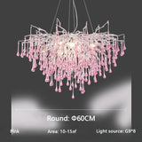 Pink Crystal Chandelier Creative Waterdrop Luxury Living Room Lights Modern Home Indoor Decor Bedroom Dining Room Pendant Lamps