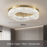 Luxurious Golden-gloss Chandelier, Round Copper Chandelier, For Dining Room, Living Room, Bedroom, Home Decoration, Resin Chande