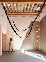 Modern Leather Belt Pendant Chandelier - Minimalist Designer Ceiling Light