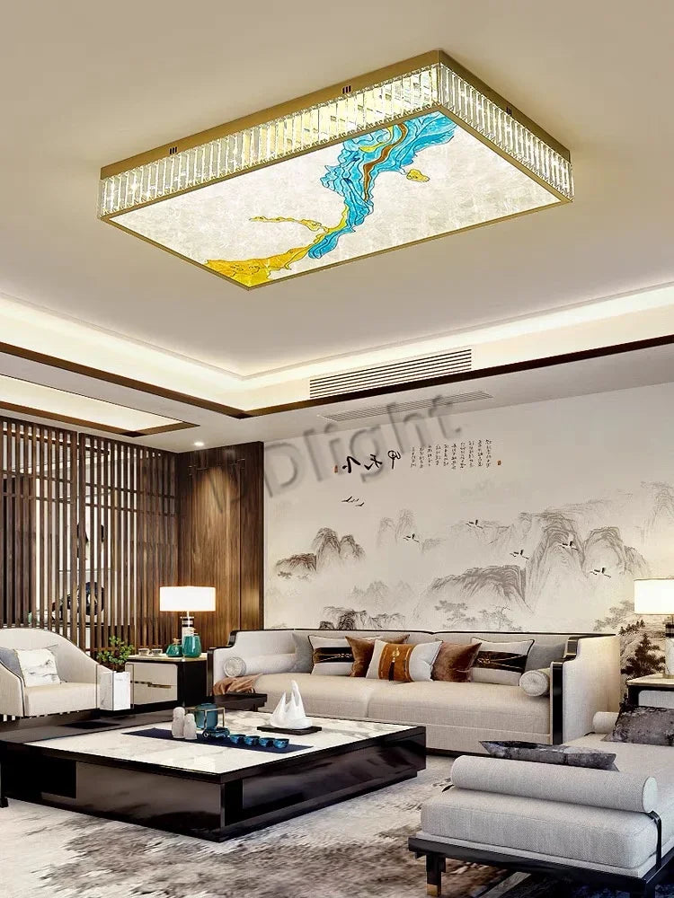 2025 Modern New Enamel Color Chandiler Lustre Crystal Glass Ceiling Light Luxury LED Ring Villa Decor Bedroom Living Dining Room