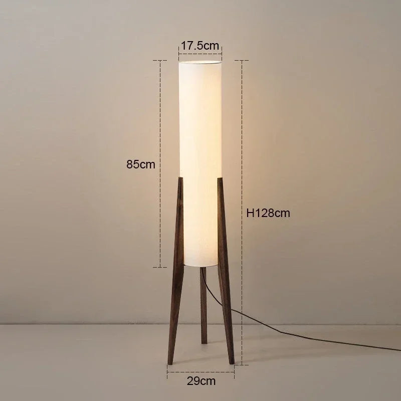 Wabi Sabi Japan Floor Lamp Restaurant Teahouse Living Room Fabric Stand Lamp Solid Wood Floor Light for Room Decor Fixture LED