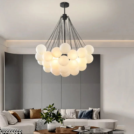 Nordic Led Glass Chandelier Lighting 19/37 Balls Black Gold Chandeliers Glass LED Pendant Lamp for Dining Room Living Decoration