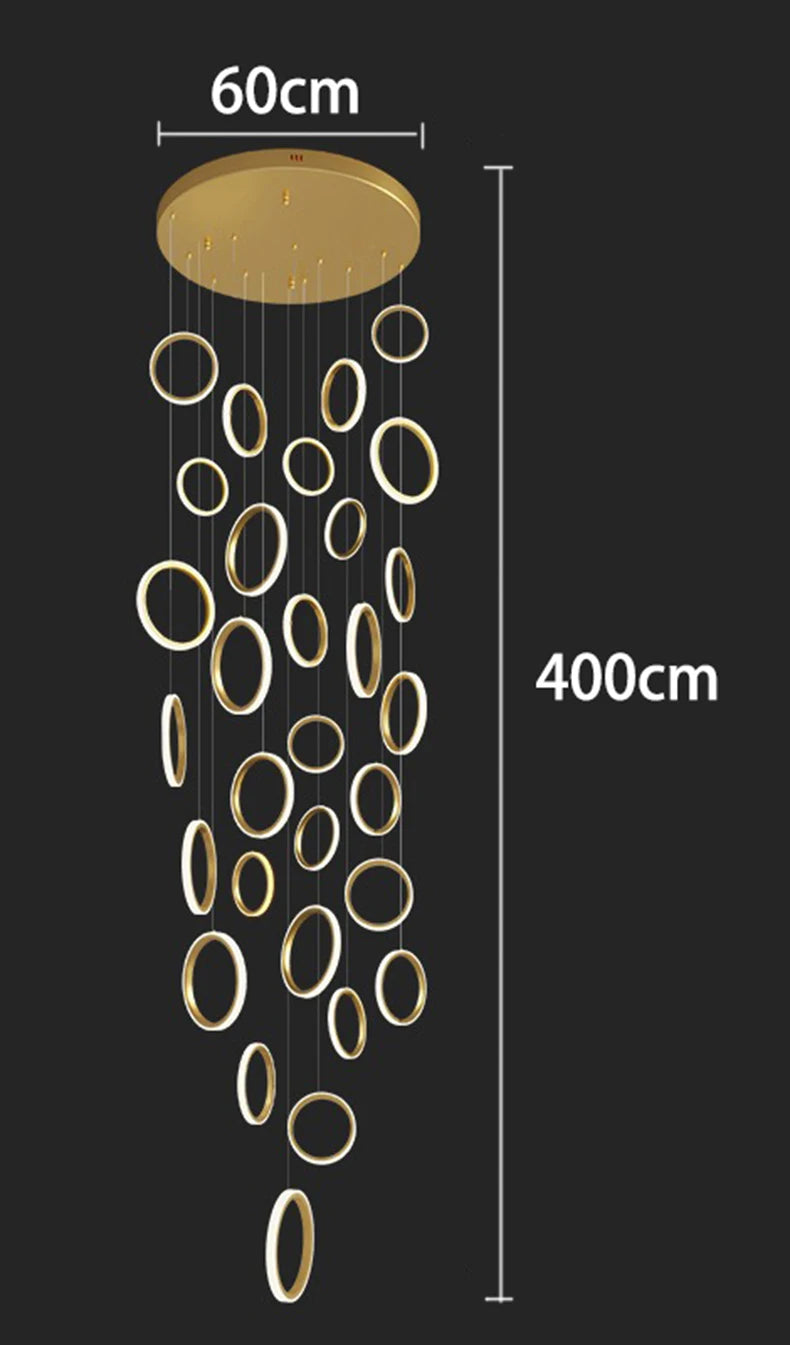 Modern Long Spiral Chandelier - Grand Staircase Pendant Lamp for High Ceilings