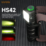 HS42 2100lm EDC LED Headlamp (SST40 White, Red & Floodlight) - 18650 USB-C Rechargeable Right-Angle Flashlight with Magnetic Tailcap for Camping