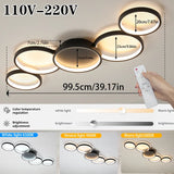 Golden LED Ceiling Light 110v 220v 3 Colors Dimming Modern Creativity Remote Control Living Room Bedroom Aluminum Lamp