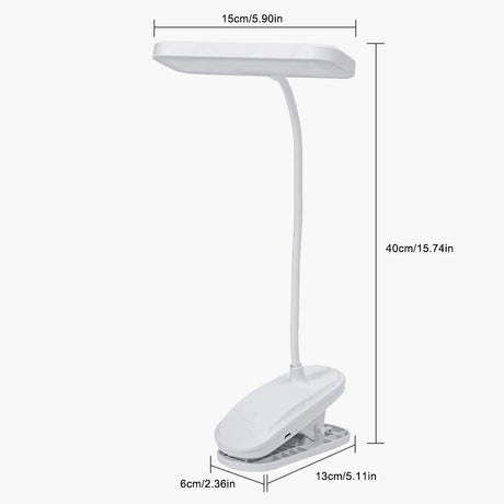 Flexible Table Lamp with Clip Step less Dimming Led Desk Lamp Rechargeable Bedside Night Light for Study Reading Office Work