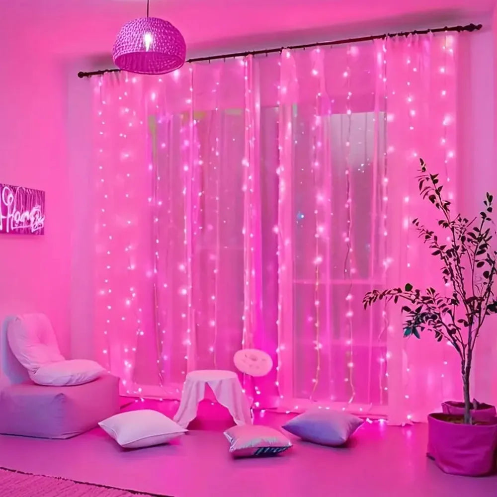 3/6M EID LED Curtain Light String Battery Power Wedding Bedroom Decor Ramadan Home Decoration 2026 Outdoor Lighting