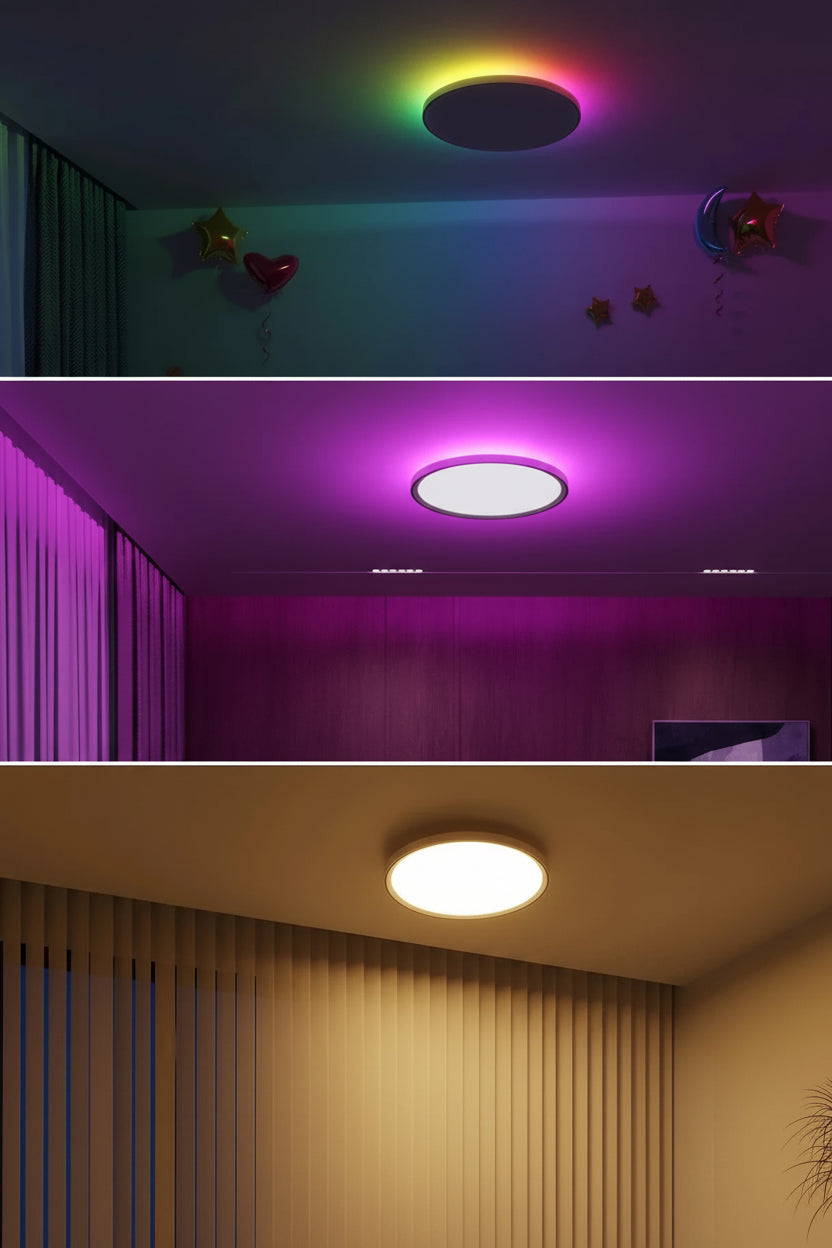 Smart 30W LED Ceiling Lamp with RGBIC Backlight - Alexa & Google Assistant Light