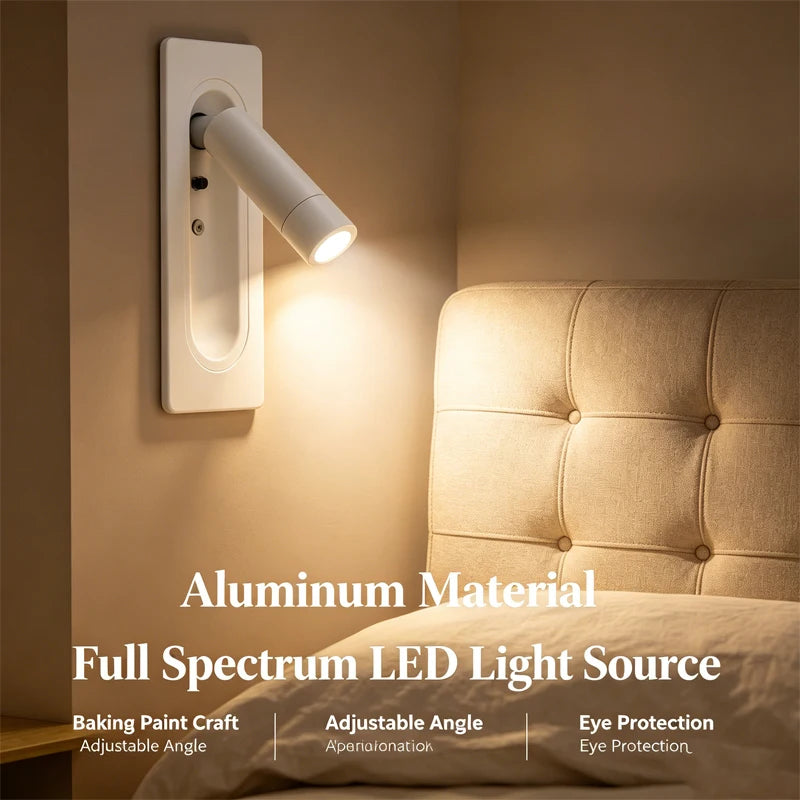 Full Spectrum Eye-Protection LED Wall Lamp - Rotatable Bedside & Study Reading Light