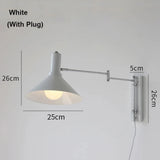 Extendable Foldable Bauhaus Bedside Lamp - Adjustable Swing Arm Plug-In LED Wall Light