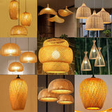 Bamboo Pendant Lamp Hand Knitted Chinese Style Weaving Hanging Lamps 18/19/30cm Restaurant Home Decor Lighting Fixtures