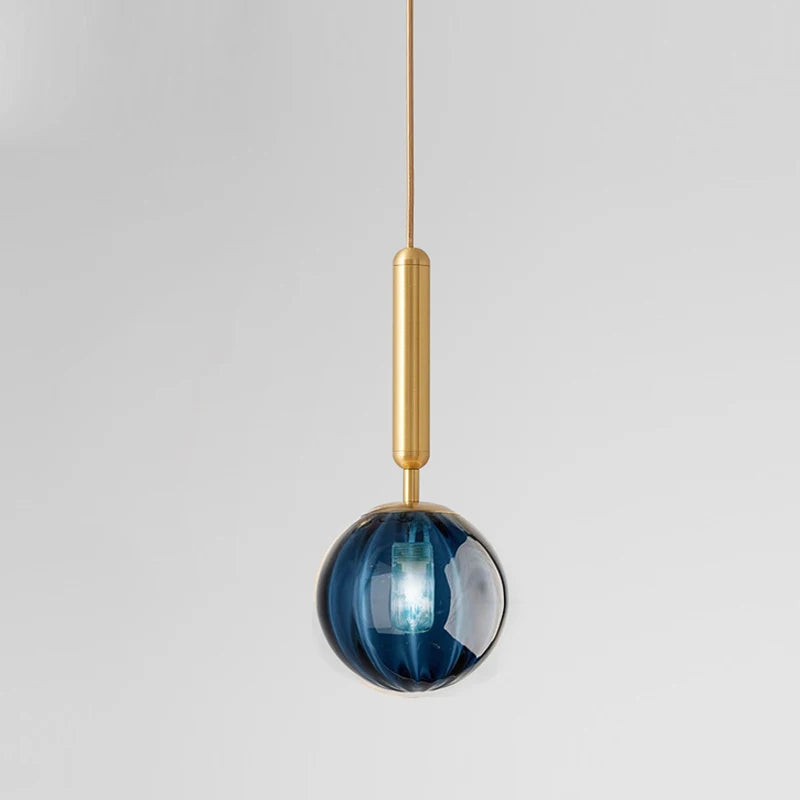 Nordic Colored Glass Pendant Lights Modern Simple Glass Art Hanging Lamp Restaurant Bar Sus pendent Bedroom Bedside Lamp Fixture