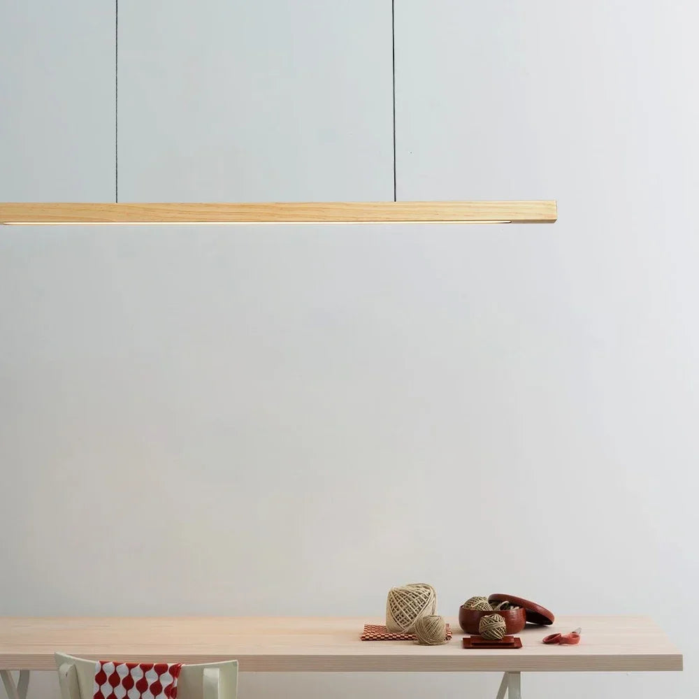 Restaurant Pendant Light Modern and Simple Wooden Long Line Pendant Light Kitchen Island Dining Room Living Room Long LED Light