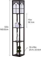 LED Shelf Floor Lamp Wooden Storage Standing Lighting Bedside Night Soft for Bedroom Living Reading Room Home-C