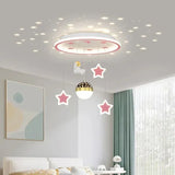 Modern Creative Star Children's Room LED Chandeliers for Bedroom Study Design Ring Lamp Home Decors Cartoon Warm Lighting Fixture