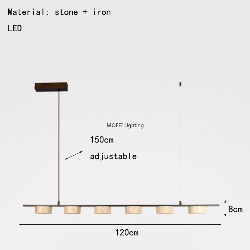 Minimalist Dining Room LED Pendant Light Real Stone Height-adjustable for Bar Kitchen Restaurant Hanging Lamp Chandelier Fixture