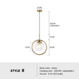 Modern Glass Ball Lampshade Led Chandelier Bedside Pendant Lighting Dining Room Hanging Lamp Restaurant Decor Suspension Lustre