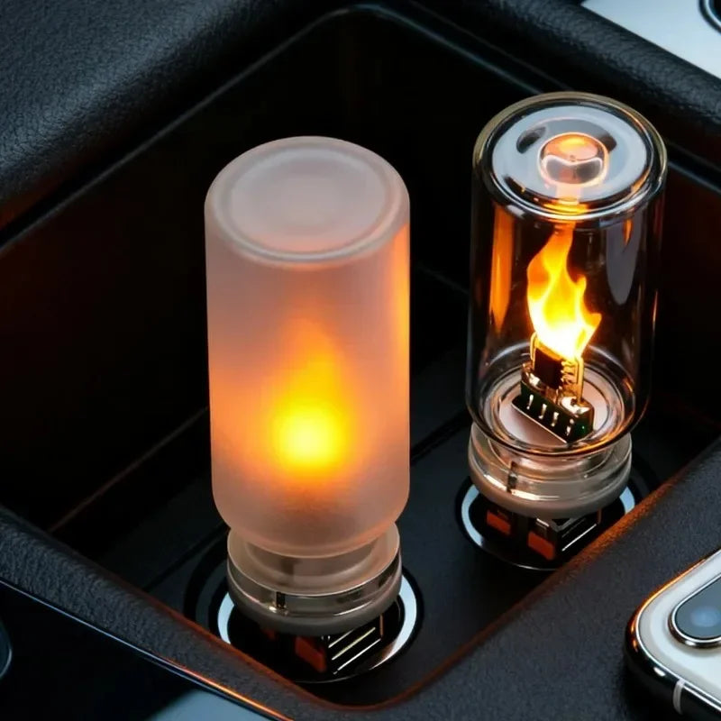 USB Car Ambient Light - LED Flickering Candle Bulb for Interior Decoration