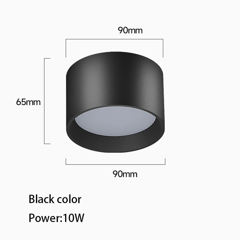 Led Downlight Surface Mounted Down Light Round Aluminum Ceiling Lamp White Black No Opening Spot For Living Room Bedroom Home
