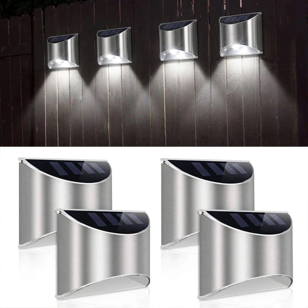 Stainless Steel Solar Wall Lights (2-Pack) - IP65 Waterproof Outdoor LED Deck, Fence & Step Lamp for Garden, Yard & Pathway Decor