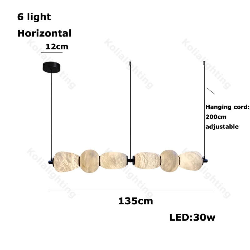 Marble Life Black Gold Hardware LED Dimmable Chandelier Lighting Alabaster Suspension Luminaire Lampen For Dinning Room