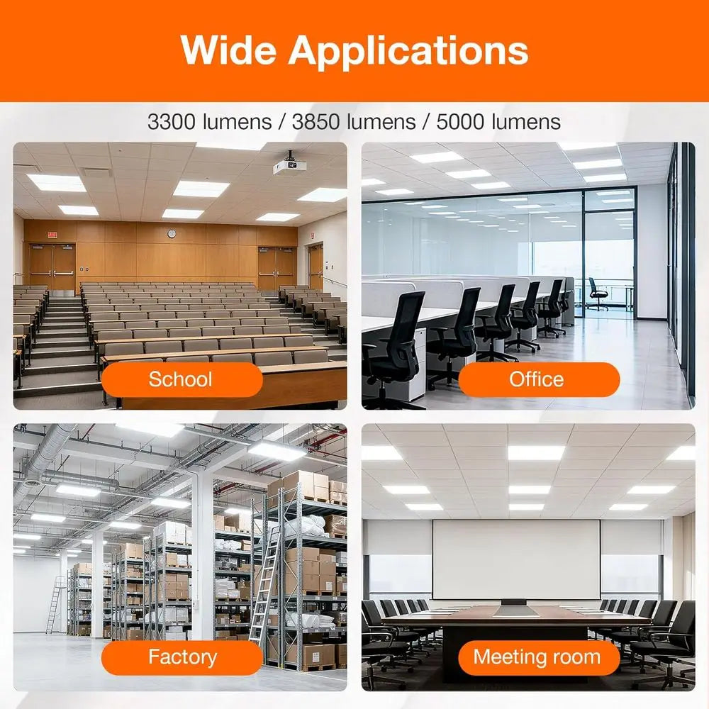 2x4 LED lat Panel Light, Ceiling Light ixture, 30W/35W/45W, Selectable Color 3500K/4000K/5000K, 3300/3850/5000 LMS, Dimmable LED