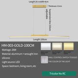 Modern Minimalist LED Pendant Light for Dining Room Adjustable Linear Chandelier in Gold Dimmable Hanging Lamp Fixture for Home