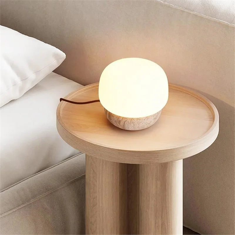 Nordic Creative Yellow Cave Stone Floor Lamp Japanese Wabi Sabi Style Bedroom Home Decoration LED Desk Lamp with Light Source