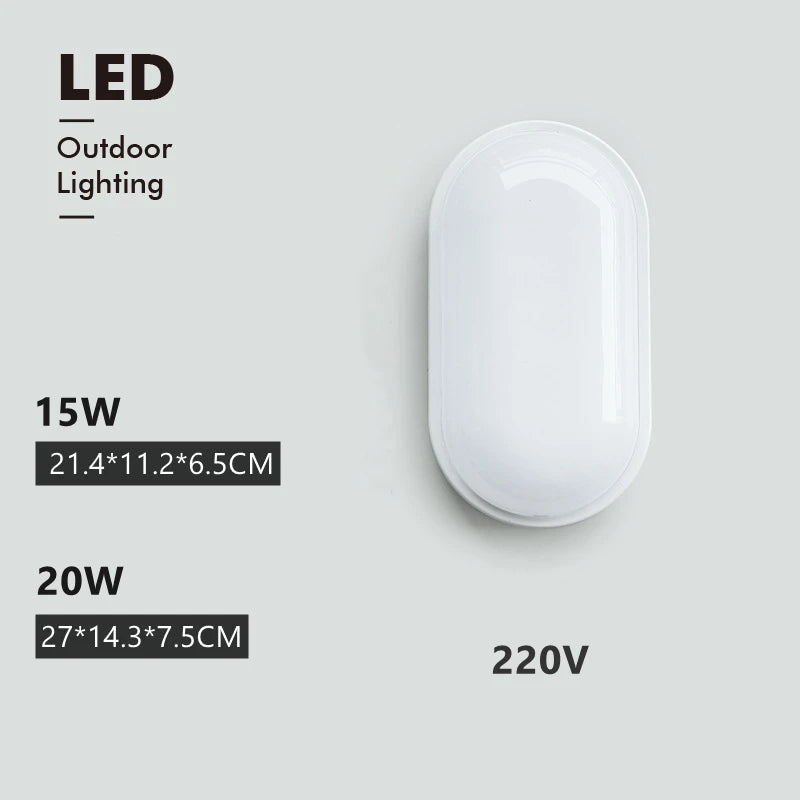 15W/20W Outdoor LED Wall Lamp (AC220V) - Waterproof Surface Mounted Porch Sconce & Moistureproof Bathroom Ceiling Light