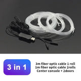 Car Interior RGB LED Atmosphere Light Strip USB Fiber Optic Neon Invisible Ambient Lamp Center Console Door Decoration Trim