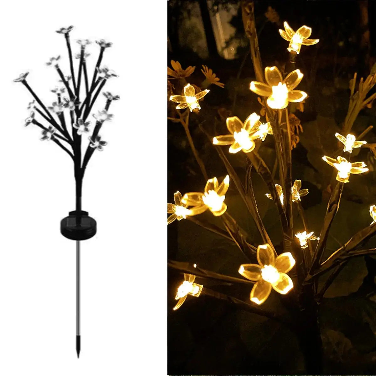 Solar Cherry Blossom Ground Lamps - Waterproof Outdoor LED Garden Flower Lights