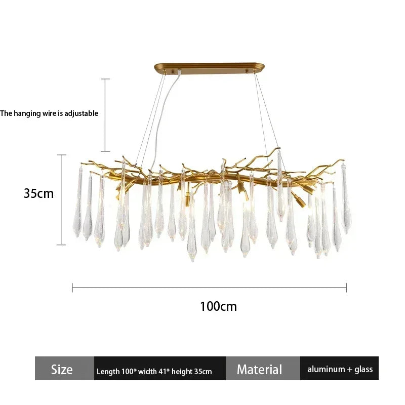 2025 Modern Gold Crystal Chandelier Living Room High Ceiling Luxury Big Lustres Aluminium Crystal Tree Branch Chandelier Lights