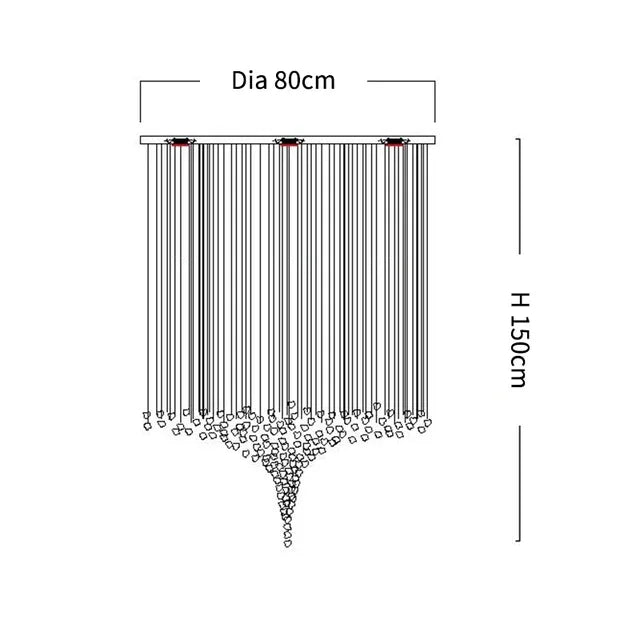 Crystal Stone Large LED Chandelier - Luxury Long Staircase Hanging Lamp