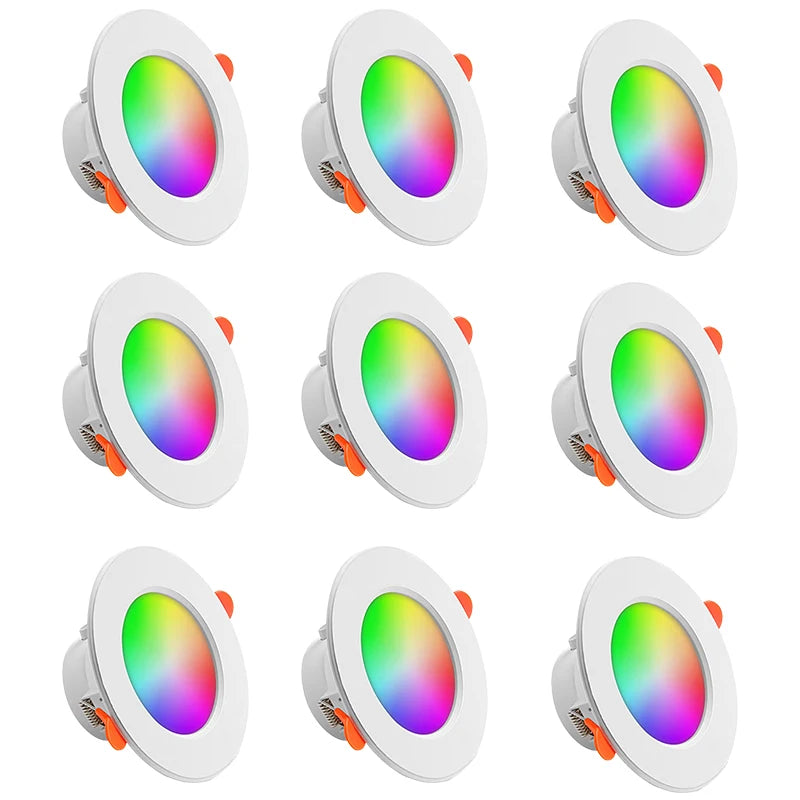 Tuya Smart WiFi 10W RGBCW LED Recessed Downlight (2700K-6500K) - App Dimmable Color-Changing & Tunable White Ceiling Spotlight Compatible with Alexa & Google Home