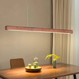 Wooden Living Restaurant Pendant Lamp Minimalist Walnut Wood Chinese Style Tea Room Bedroom LED Chandelier Straight Strip Light