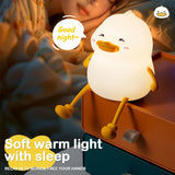 LED Night Lamp Cute Duck Cartoon Silicone Sleeping light USB Rechargeable Touch Sensor Timing Bedroom Bedside Lamp For Kid Gift