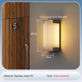 Solar Wall Light (Stainless Steel, Waterproof) - Black Outdoor Auto On/Off LED Sconce Lighting Fixture for Balcony, Patio, Garden & Villa Gate Decor